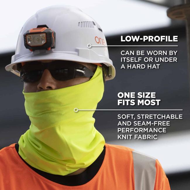 low profile: can by worn by itself or under a hard hat. one size fits most: soft, stretchable and seam-free performance knit fabric image 5