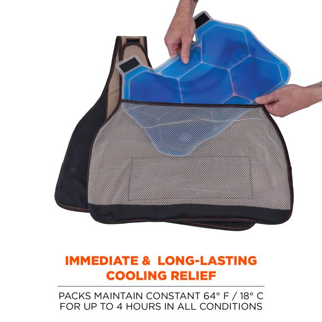 Immediate & long-lasting cooling relief: packs maintain constant 64 deg F / 18 deg C for up to 4 hours in all conditions.