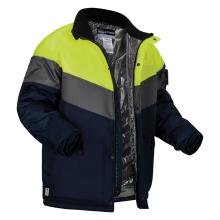 three quarter view of insulated freezer jacket with heat reflective lining on form