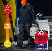 Jacket is rated warmest to -30 degrees fahrenheit or -34 degrees celsius.