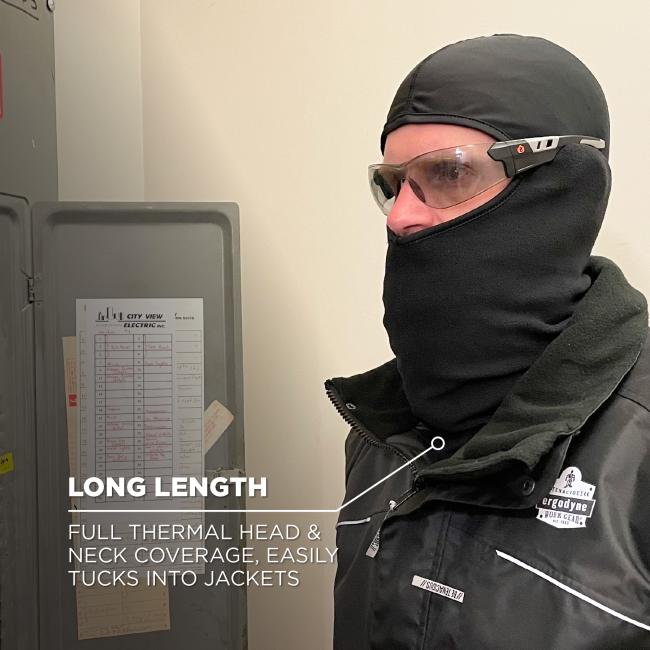Long Length: Provides full thermal head and neck coverage and easily tucks into jackets.
