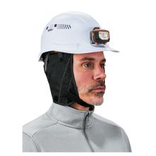 The liner is designed to fit under a hard hat and covers the ears, sides of the face, and neck for winter protection.