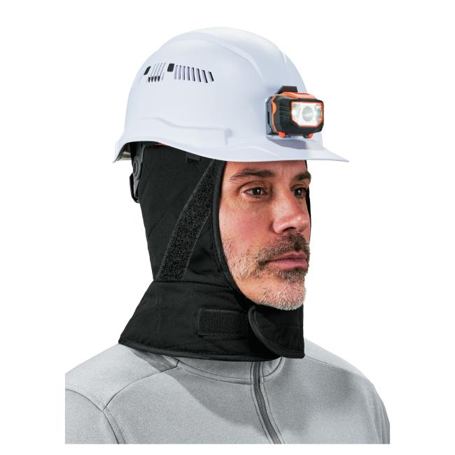 The liner is designed to be worn under a hard hat and provides extended coverage for the head, ears, and neck.