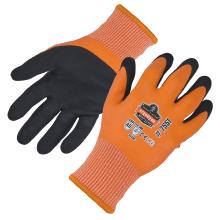 Pair of orange cut resistant waterproof winter work gloves