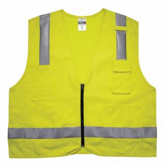 GloWear 8262FRZ Hi-Vis FR Surveyor Vest - Class 2, NFPA 70E, Solid Front, Mesh Back, Zipper