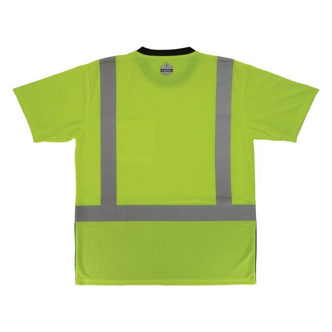 Back of class 2 essential lime hi-vis t-shirt