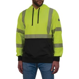 GloWear 8317BK Performance Hi-Vis Hooded Sweatshirt - Type R, Class 3, Black Bottom