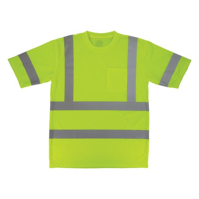 Front of class 3 essential lime hi-vis t-shirt