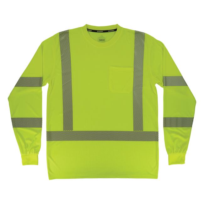Front of lime class 3 hi-vis long sleeve t-shirt