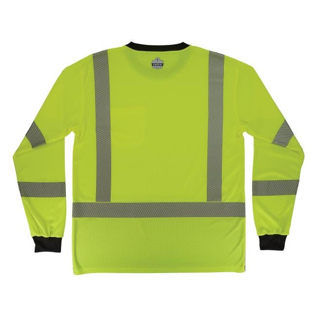 Back of lime class 3 hi-vis long sleeve t-shirt