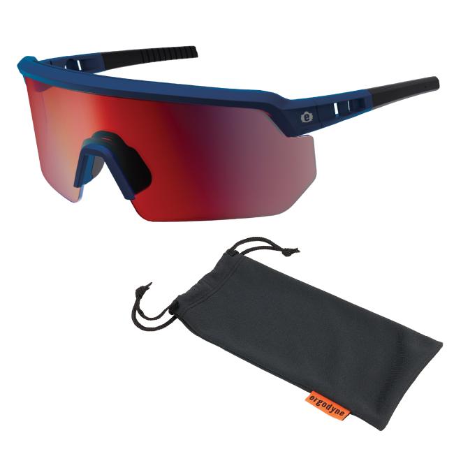 red mirror Safety glasses with a microfiber cleaning bag