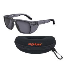 Smoke Safety glasses with side shields with a protective hard case.